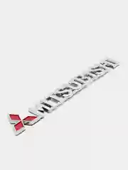 Серебряный логотип-шильдик Mitsubishi Митсубиси 17 х 2 см