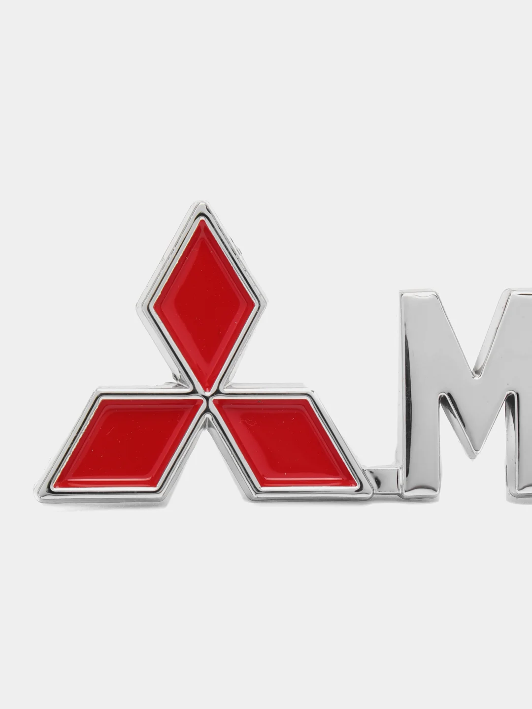 Серебряный логотип-шильдик Mitsubishi Митсубиси 17 х 2 см