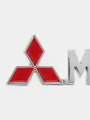 Серебряный логотип-шильдик Mitsubishi Митсубиси 17 х 2 см