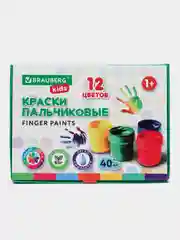 Краски пальчиковые для малышей от 1 года, классика, 12 цветов по 40 мл, Brauberg Kids