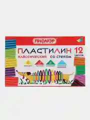 Пластилин классический Пифагор "Веселая такса", со стеком, 12 цветов, 180 грамм