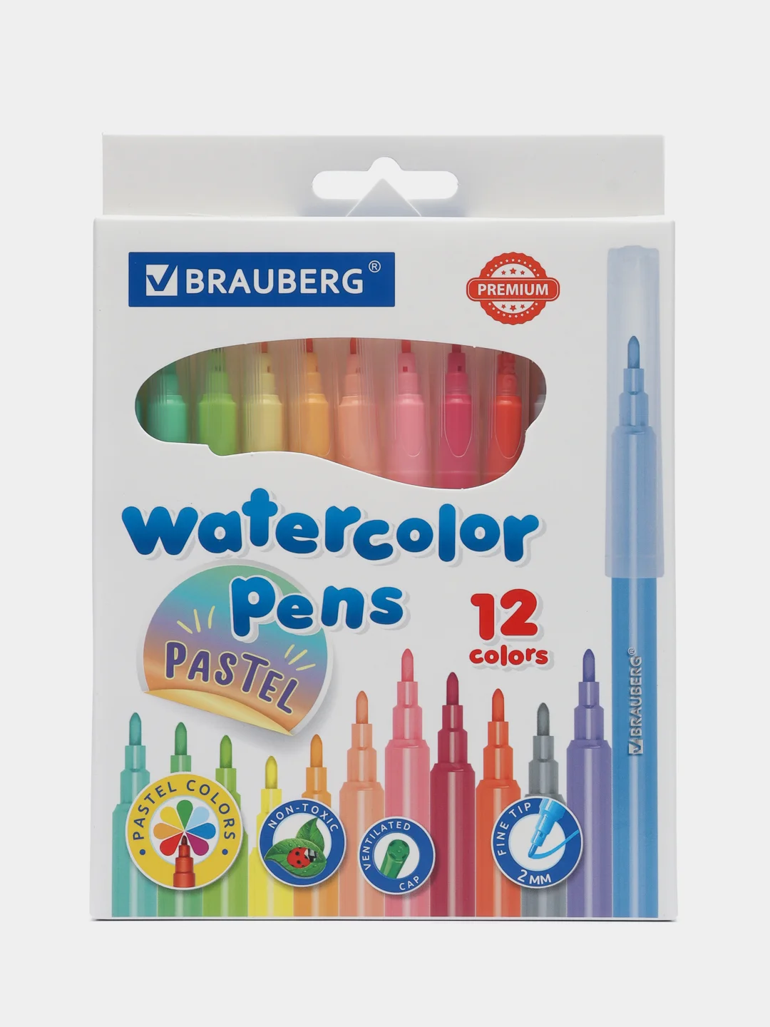 Фломастеры пастельные BRAUBERG Premium, 12 цветов