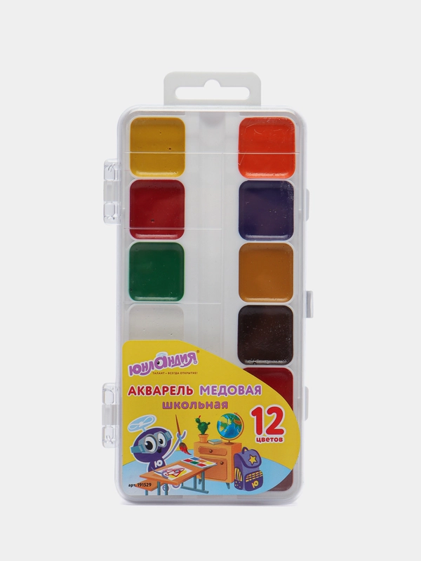 Краски акварельные Юнландия, школьные, медовые, 12 цветов