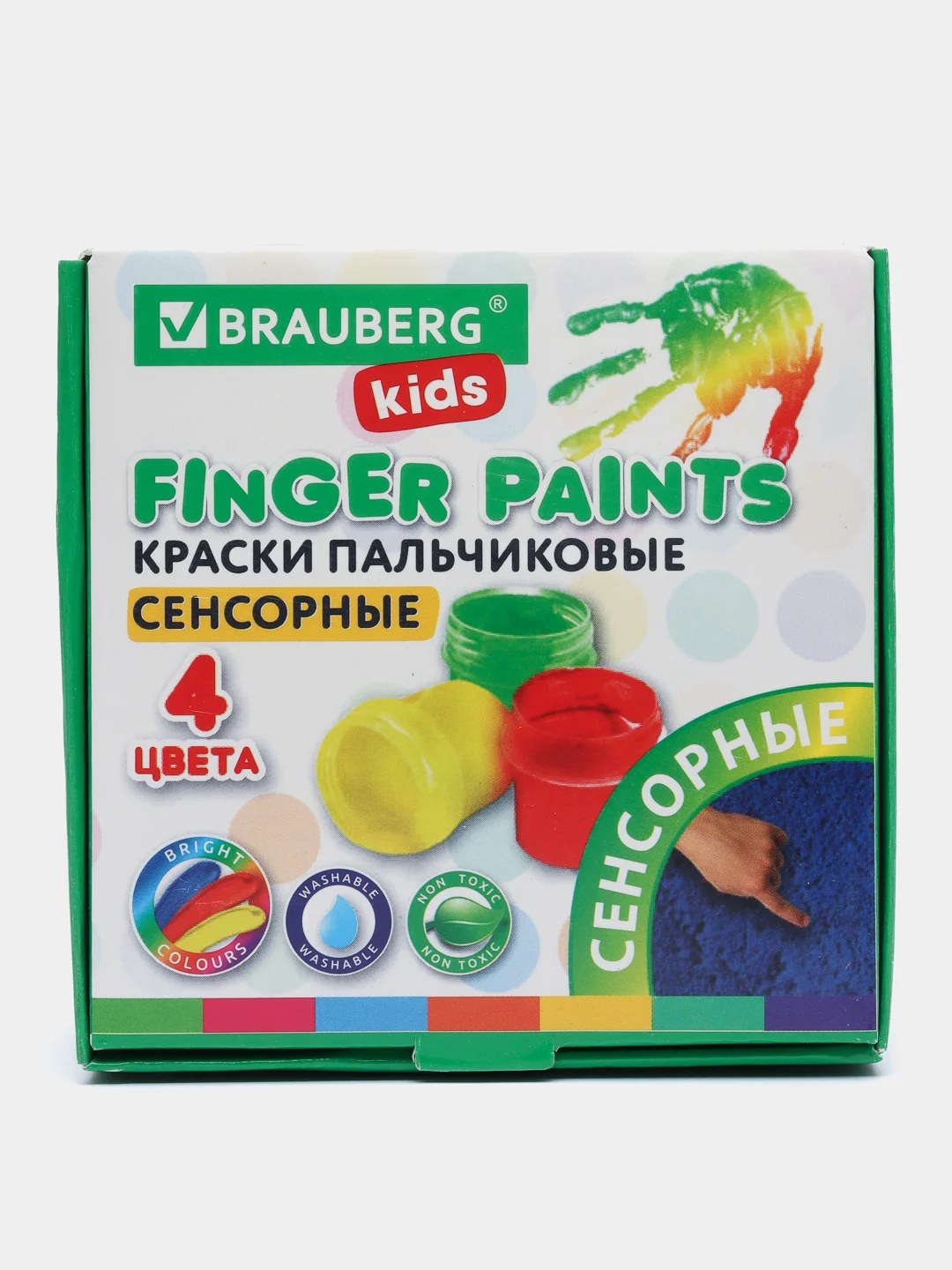 Краски пальчиковые BRAUBERG KIDS, для детей от 1 года, 4 цвета по 40 мл