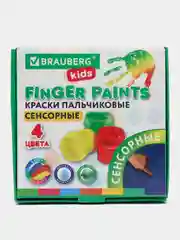 Краски пальчиковые BRAUBERG KIDS, для детей от 1 года, 4 цвета по 40 мл