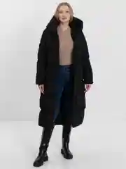 Черный пуховик женский, зимний, удлиненный