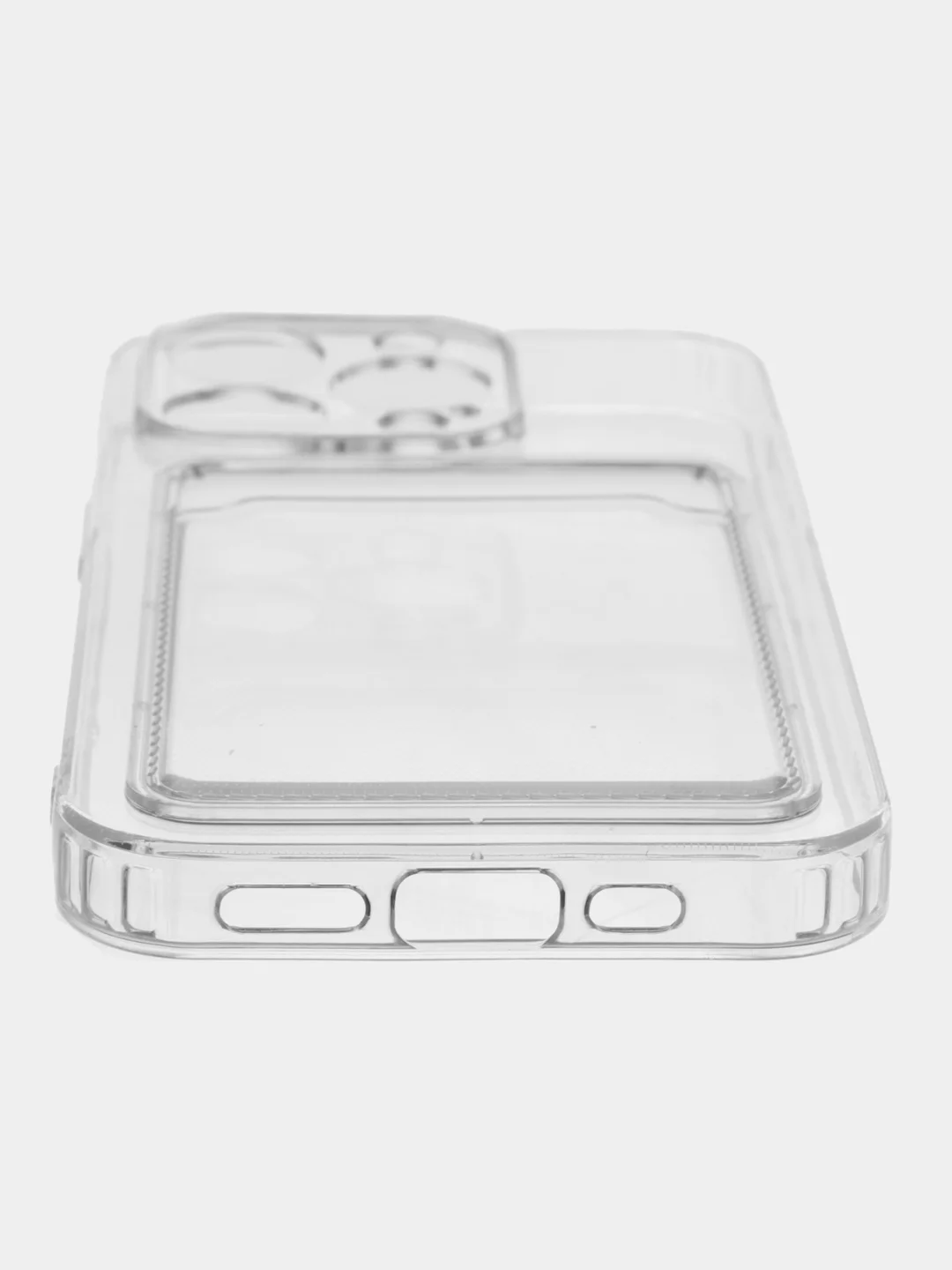 Молочный чехол для iPhone 15 Pro силиконовый BROSCORP матовый/ прозрачный/ с карманом, защита камер