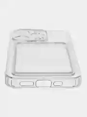 Молочный чехол для iPhone 15 Pro силиконовый BROSCORP матовый/ прозрачный/ с карманом, защита камер