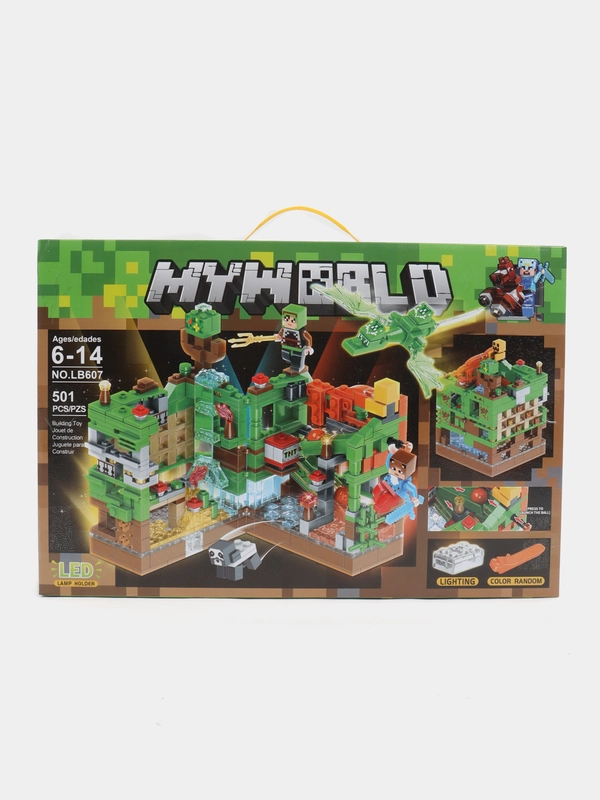 Конструктор "Битва за крепость" по мотивам игры Minecraft (Майнкрафт), с LED-подсветкой, совместим с лего