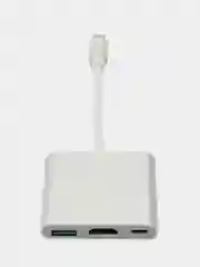 Серебряный адаптер, переходник USB 3.0, Type-C/Thunderbolt и HDMI 4K, хаб для Macbook