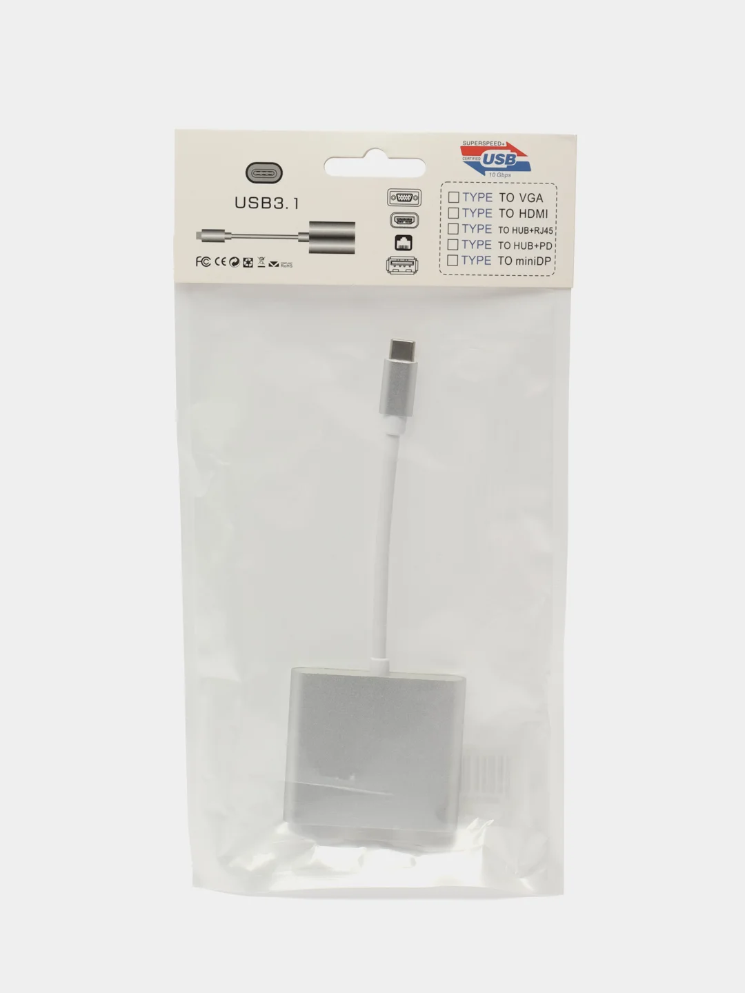 Серебряный адаптер, переходник USB 3.0, Type-C/Thunderbolt и HDMI 4K, хаб для Macbook