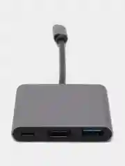 Серый адаптер, переходник USB 3.0, Type-C/Thunderbolt и HDMI 4K, хаб для Macbook
