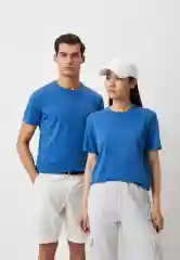 Голубой футболка UNIQLO DRY, круглый вырез, короткий рукав