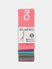 SILAPRO набор фитнес резинок 5 шт: 2,5 кг, 4,5 кг, 7 кг, 9 кг, 14 кг, 60 х 5 см, латекс