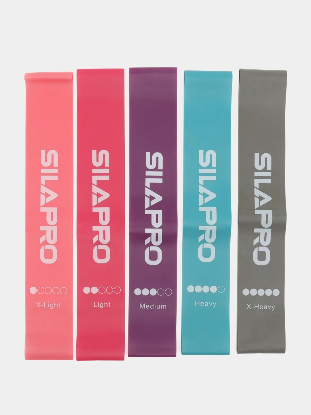 SILAPRO набор фитнес резинок 5 шт: 2,5 кг, 4,5 кг, 7 кг, 9 кг, 14 кг, 60 х 5 см, латекс