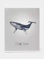 Серый тетрадь 48 листов, "Pretty whale", клетка, "софт-тач" ламинация