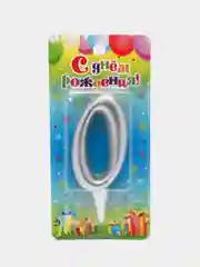 Белый свеча для торта цифра Универсальная Серебряная, 5,8*12 см