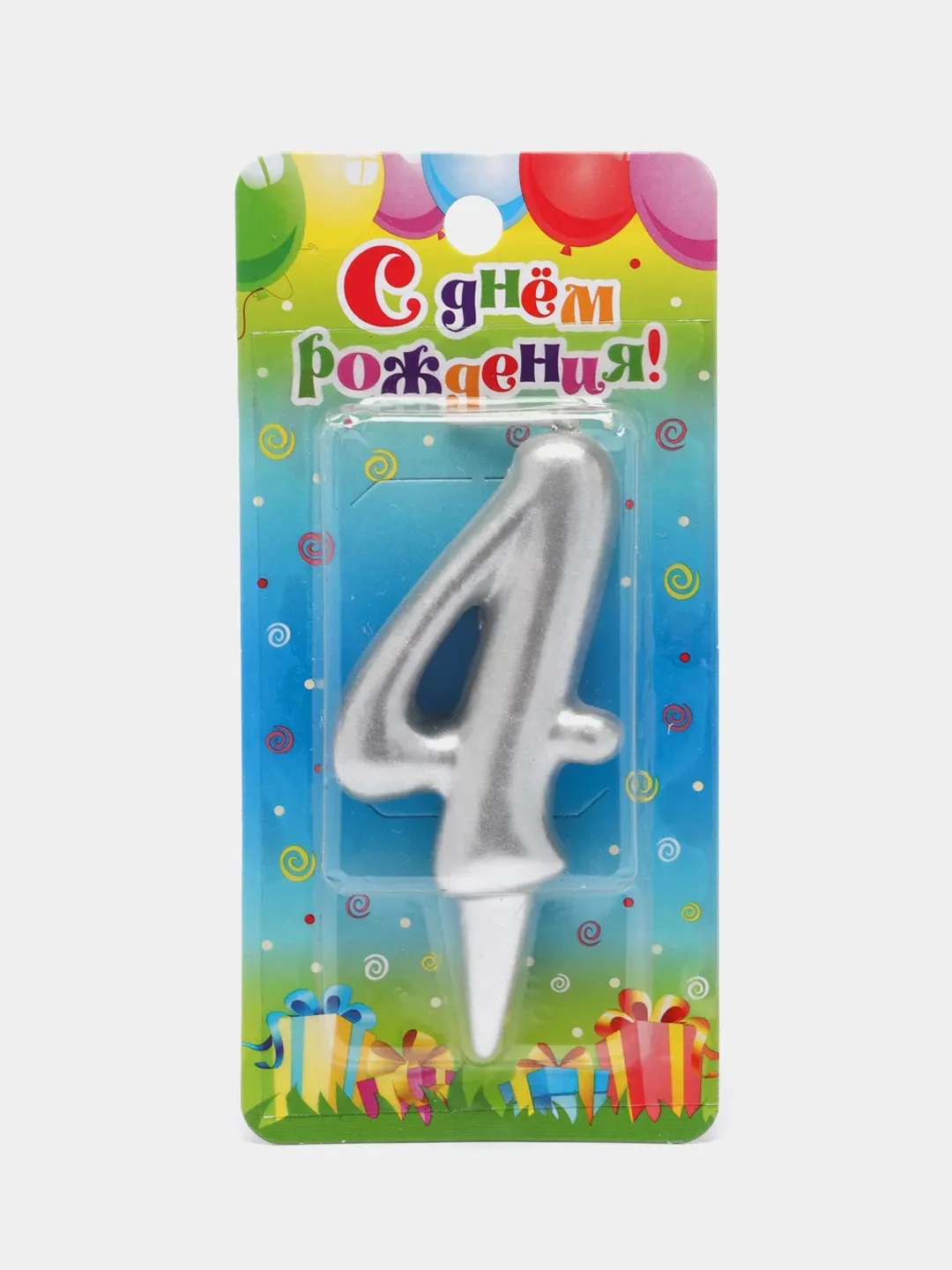 Ледяной свеча для торта цифра Универсальная Серебряная, 5,8*12 см