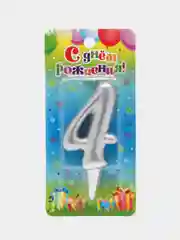 Ледяной свеча для торта цифра Универсальная Серебряная, 5,8*12 см