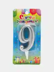 Сиреневый свеча для торта цифра Универсальная Серебряная, 5,8*12 см