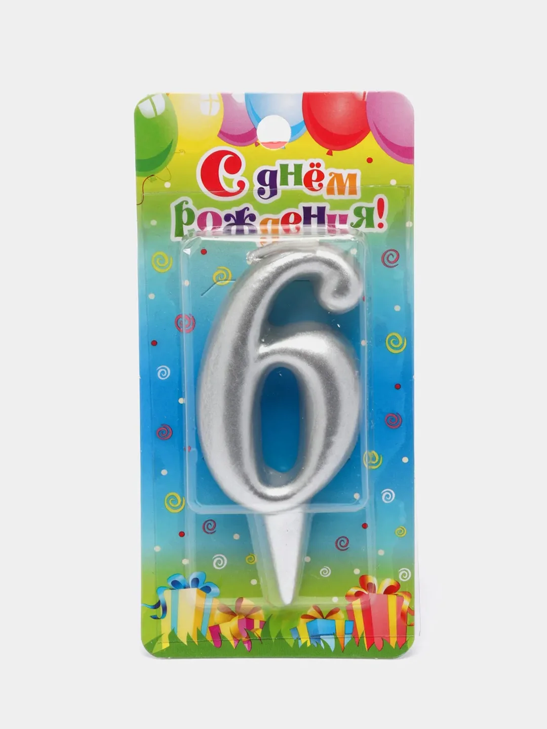 Серебряный свеча для торта цифра Универсальная Серебряная, 5,8*12 см