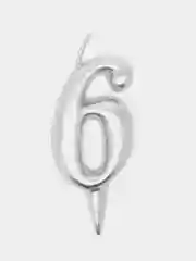 Серебряный свеча для торта цифра Универсальная Серебряная, 5,8*12 см