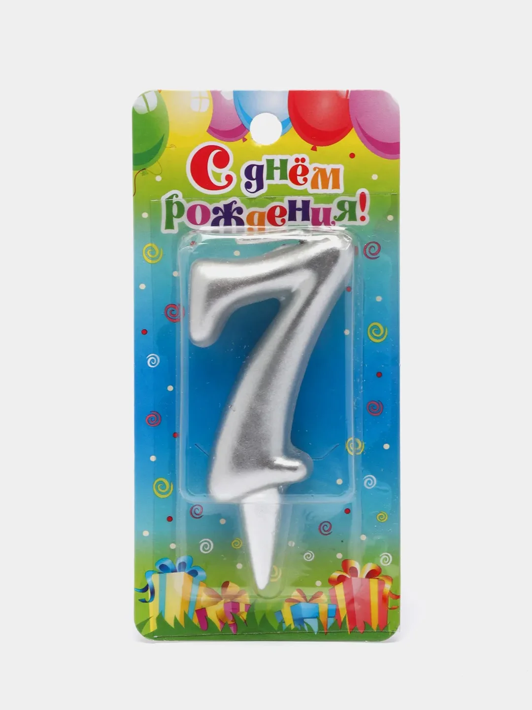 Серый свеча для торта цифра Универсальная Серебряная, 5,8*12 см