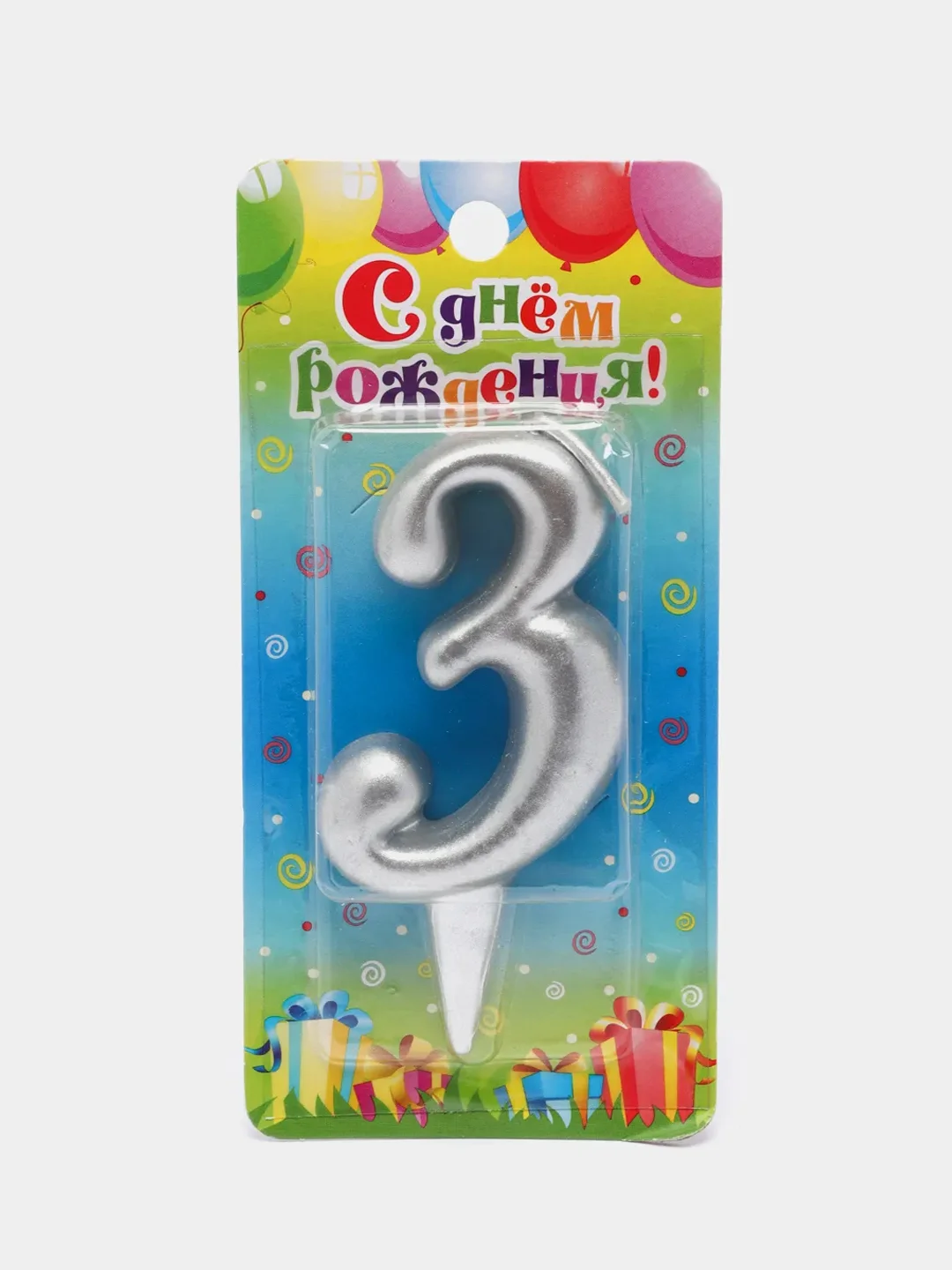 Индиго свеча для торта цифра Универсальная Серебряная, 5,8*12 см
