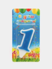 Свеча-цифра для торта "1", синяя