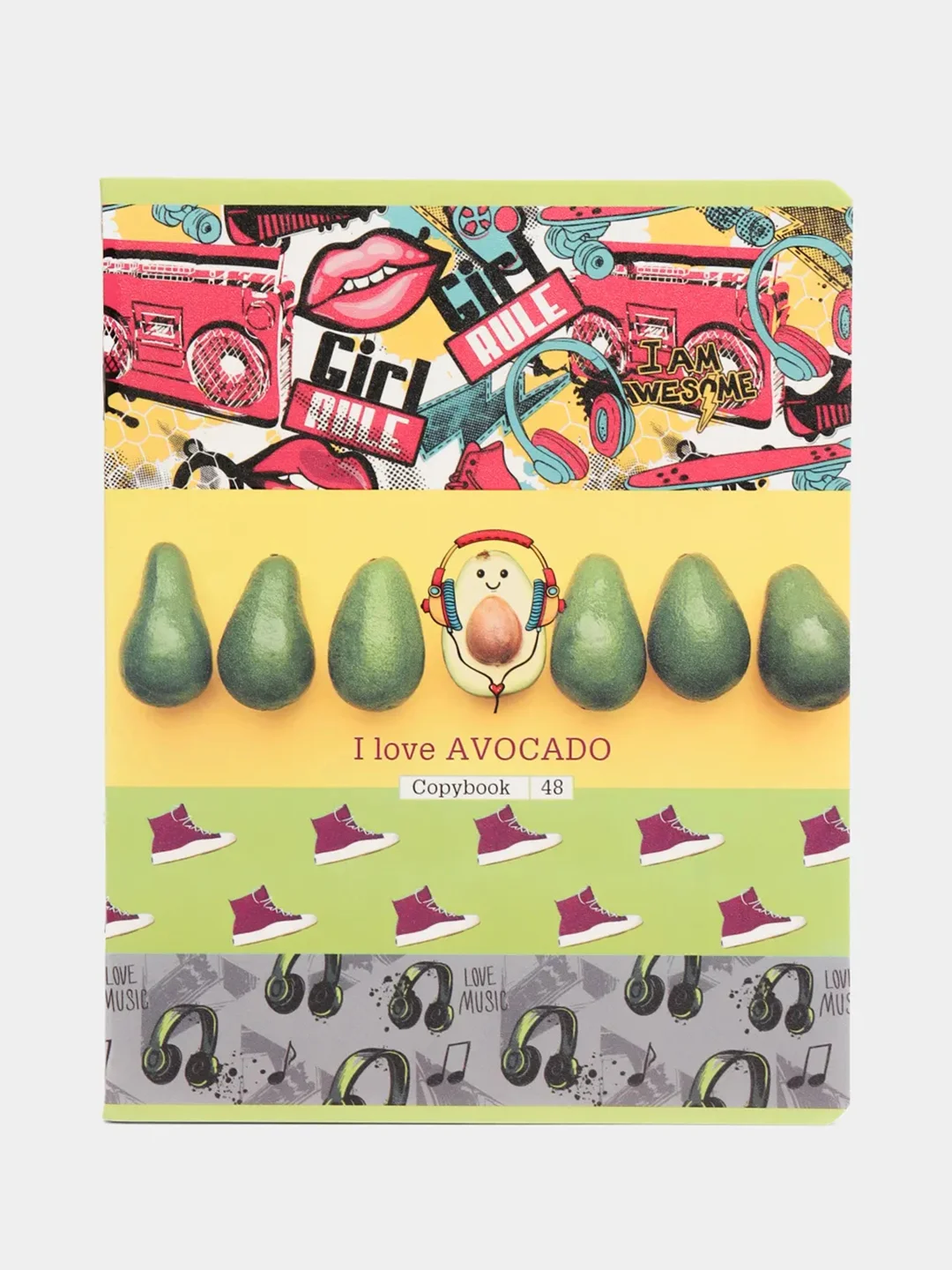 Желтый тетрадь "Я люблю Avocado!", 48 листов, клетка