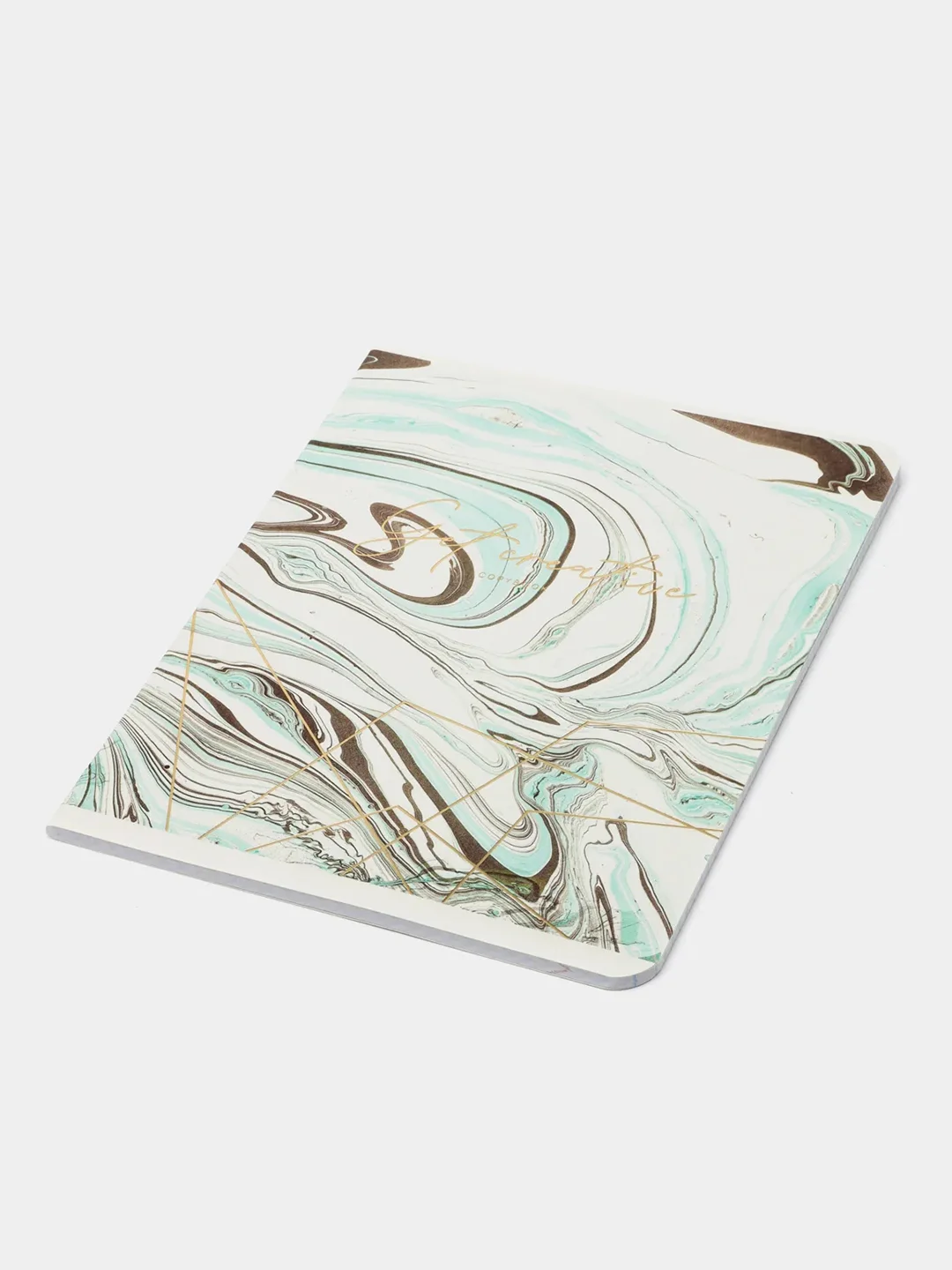 Бирюзовый тетрадь "Vivid marble", 48 листов, клетка, "софт-тач" ламинация, тиснение фольгой