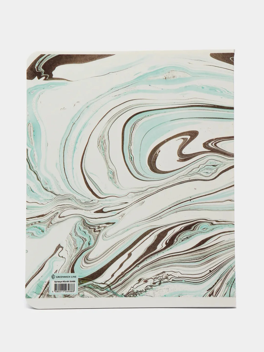 Бирюзовый тетрадь "Vivid marble", 48 листов, клетка, "софт-тач" ламинация, тиснение фольгой