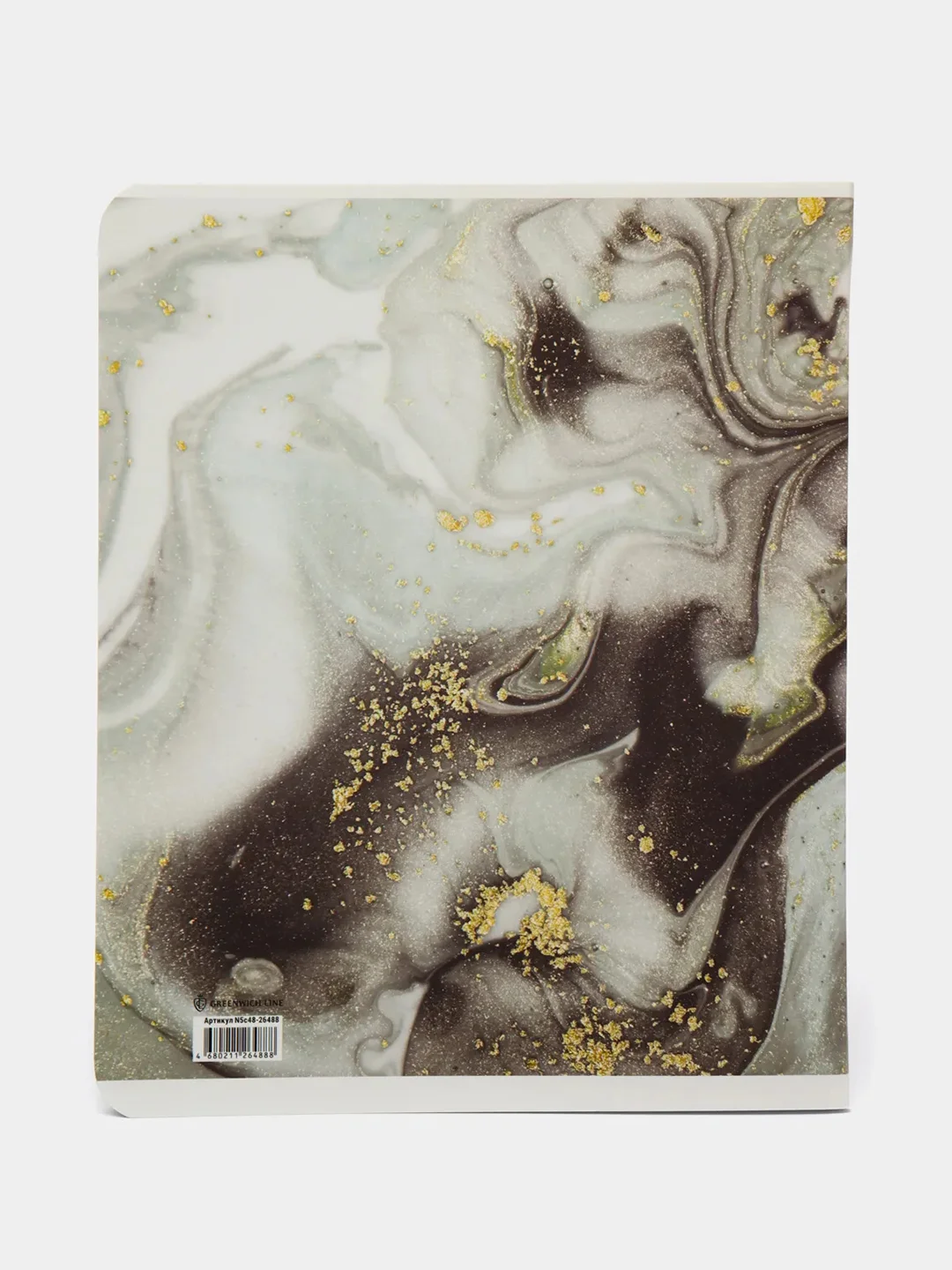 Серый тетрадь "Vivid marble", 48 листов, клетка, "софт-тач" ламинация, тиснение фольгой