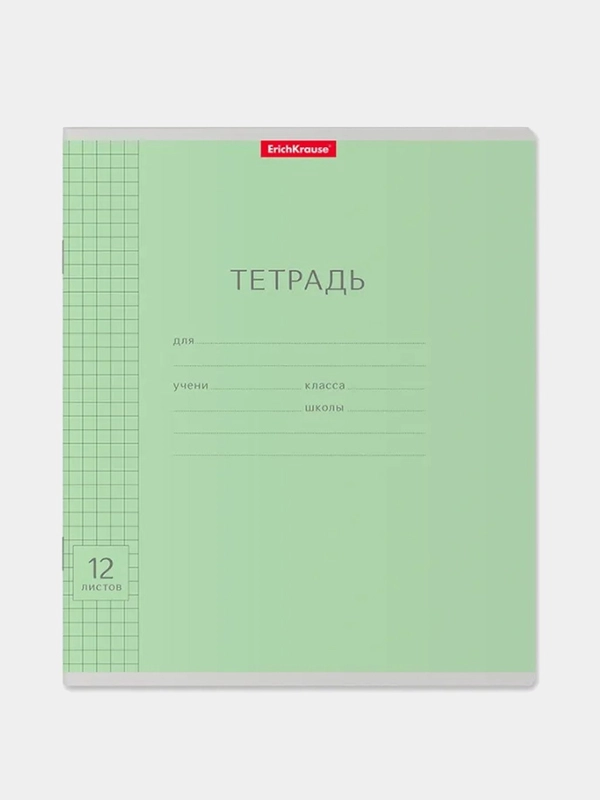 Тетрадь школьная ErichKrause Классика Visio зеленая, 12 листов в клетку, 10 штук