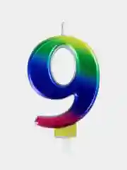 Свеча-цифра для торта "9" "Радужная", 9 см, ЗОЛОТАЯ СКАЗКА, с держателем, в блистере