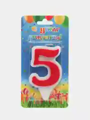 Свеча-цифра "5", красная