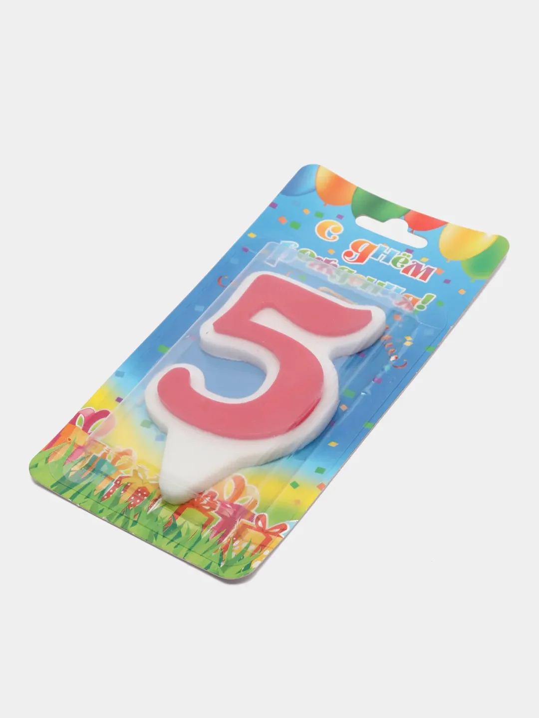 Свеча-цифра "5", красная