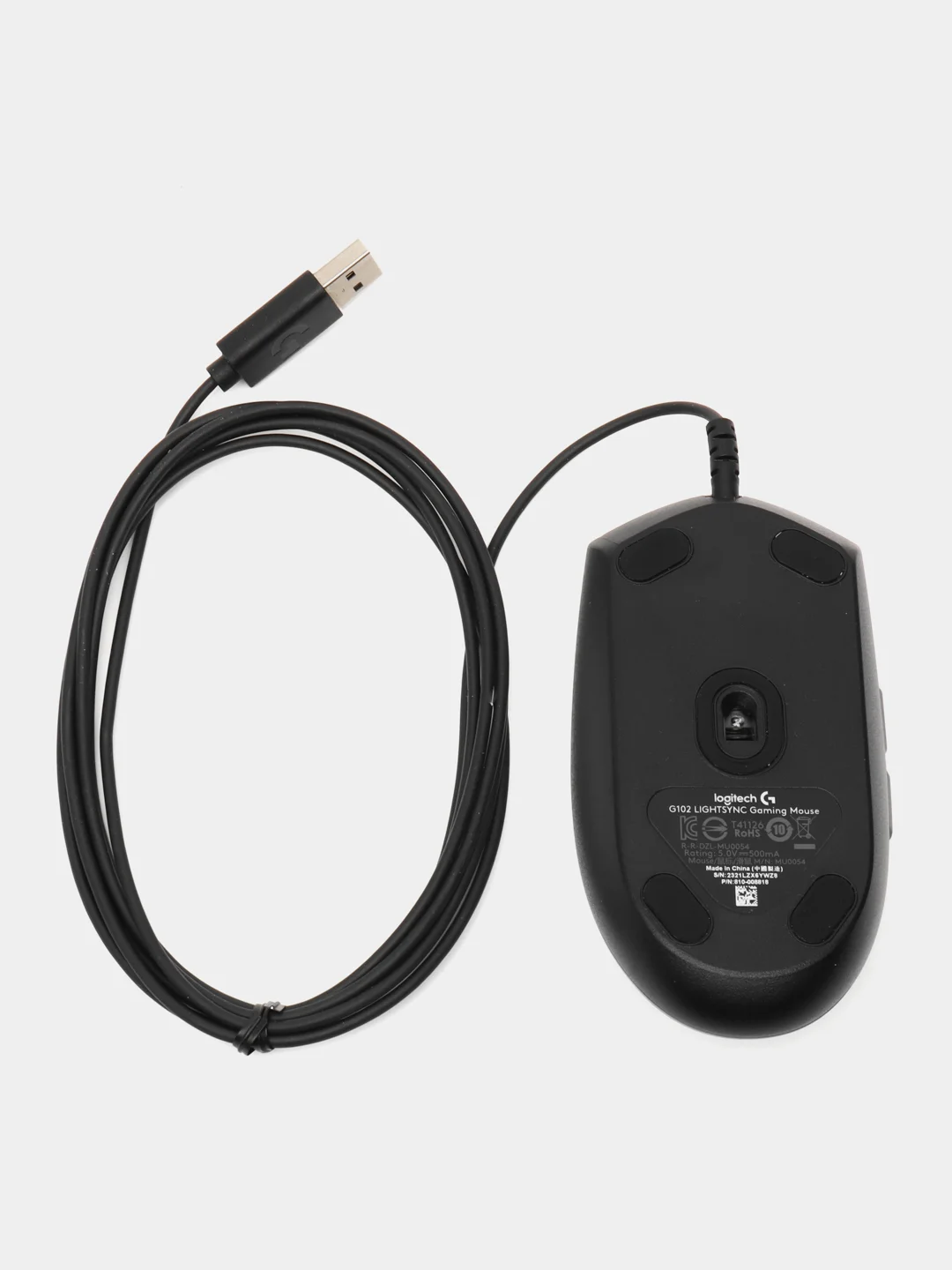 Лазурный комплект: мышь Logitech G102 (синяя, черная, белая), коврик и противоскользящие коньки