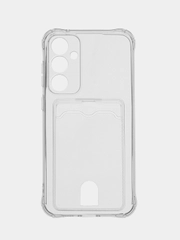 Чехол для Samsung Galaxy S23 FE (Самсунг Галакси С23 ФЕ), прозрачный, с карманом для карты