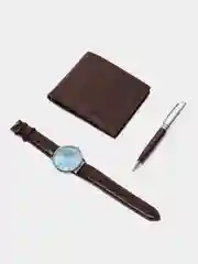 Подарочный набор: часы, кошелек, ручка, футляр, цвет черный