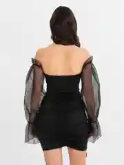 Черный платье для девушек с запахом