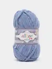 Синий меланж пряжа плюшевая Alize Velluto, 100% микрополиэстер, 100г, 68м, плюшевая, велюровая веллюто