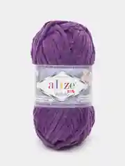 Фиолетовый пряжа плюшевая Alize Velluto, 100% микрополиэстер, 100г, 68м, плюшевая, велюровая веллюто