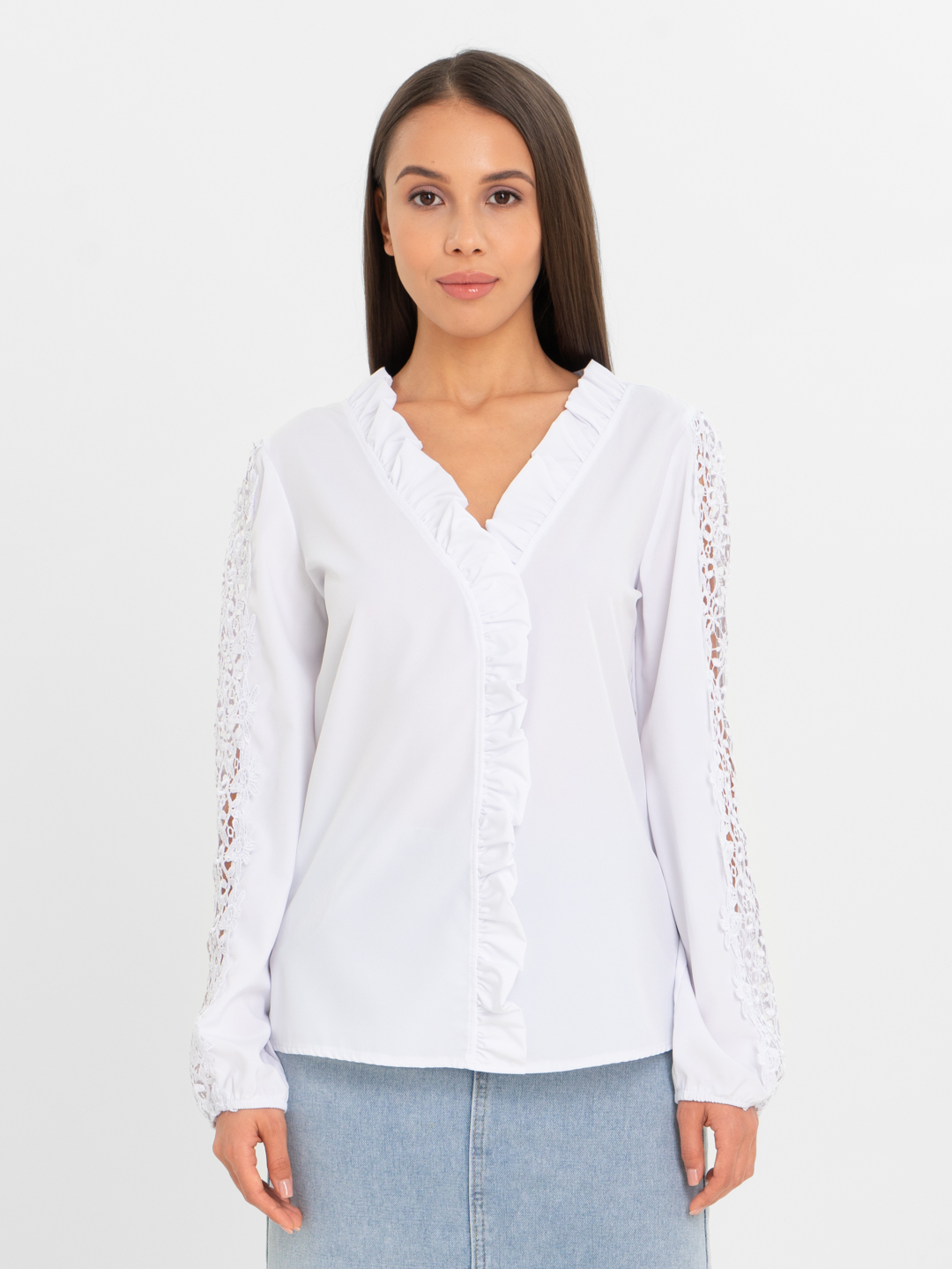 Топ-блуза с воланом по низу — купить за руб в магазине Леомакс