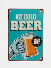 Желтый винтажные жестяные таблички "Beer"