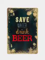 Алый винтажные жестяные таблички "Beer"