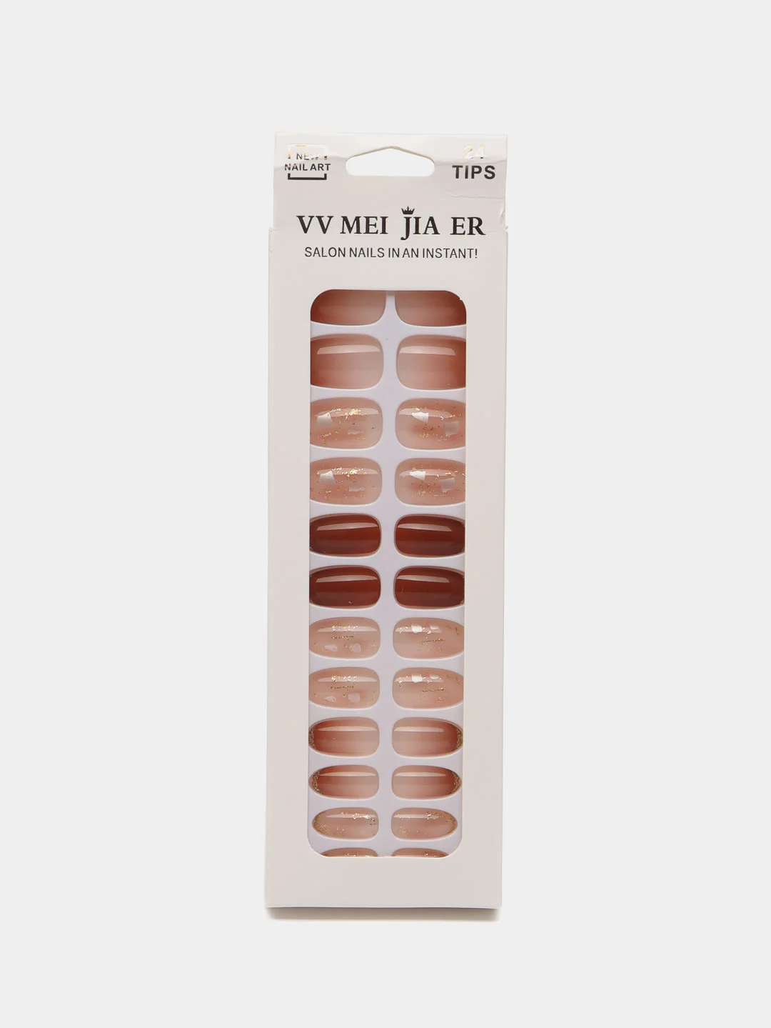 Коралловый меланж ногти накладные