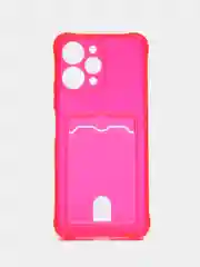 Фуксия чехол для Xiaomi Redmi 12 / Сяоми Редми 12, прозрачный, с карманом для карты