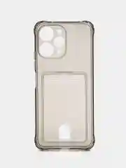 Фуксия чехол для Xiaomi Redmi 12 / Сяоми Редми 12, прозрачный, с карманом для карты