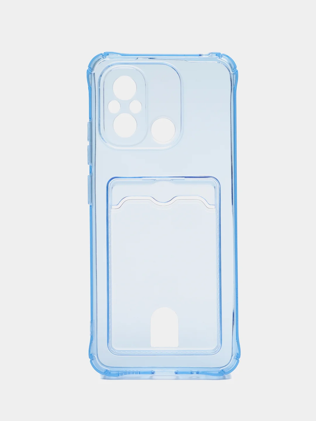 Голубой чехол для Xiaomi Redmi 12C, Сяоми Редми 12С, прозрачный, с карманом для карты